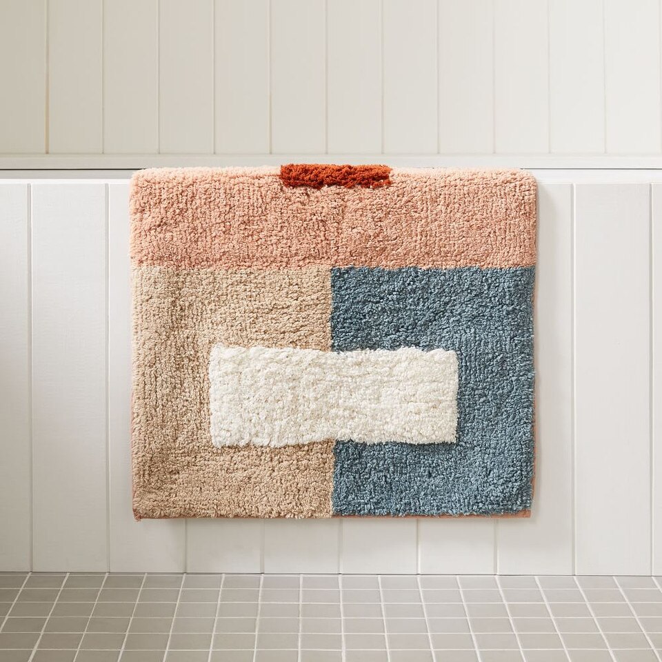 Organic Colorblock Bath Mat West Elm UK